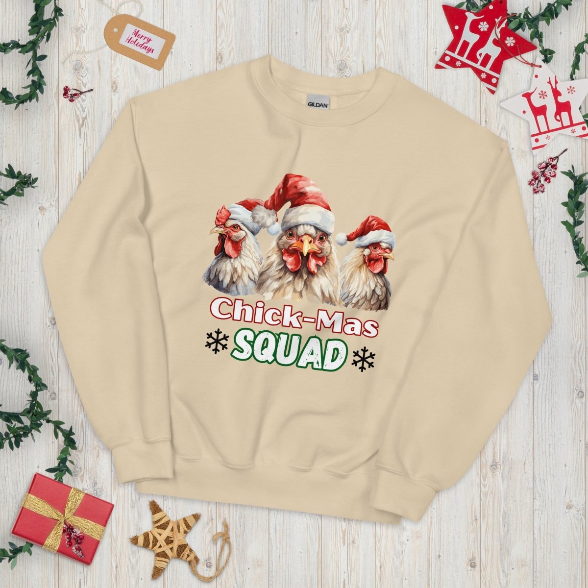Christmas Chicken Squad Pullover - High Quality Festive Family Unisex Sweatshirt, Gift for Chicken Lovers, Matching Holiday Sweater - Everything Pixel
