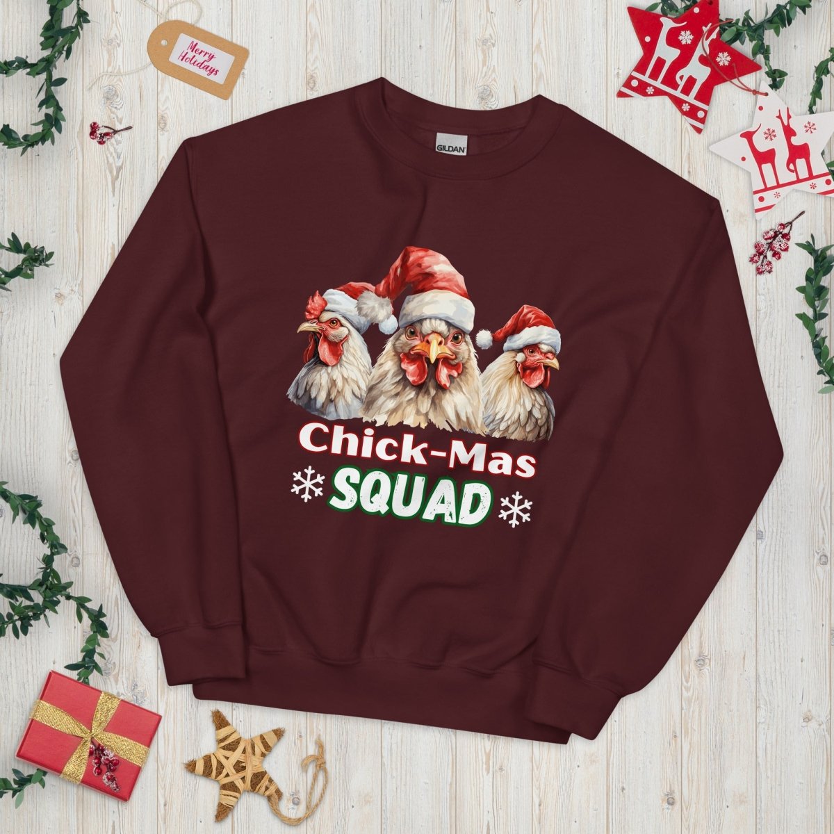 Christmas Chicken Squad Pullover - High Quality Festive Family Unisex Sweatshirt, Gift for Chicken Lovers, Matching Holiday Sweater - Everything Pixel