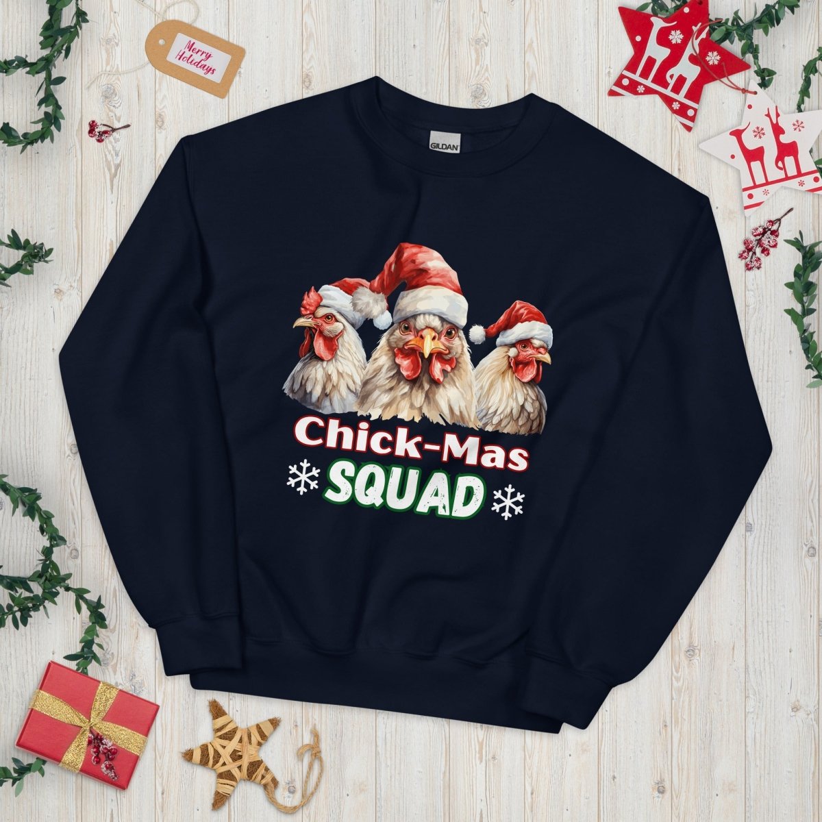 Christmas Chicken Squad Pullover - High Quality Festive Family Unisex Sweatshirt, Gift for Chicken Lovers, Matching Holiday Sweater - Everything Pixel