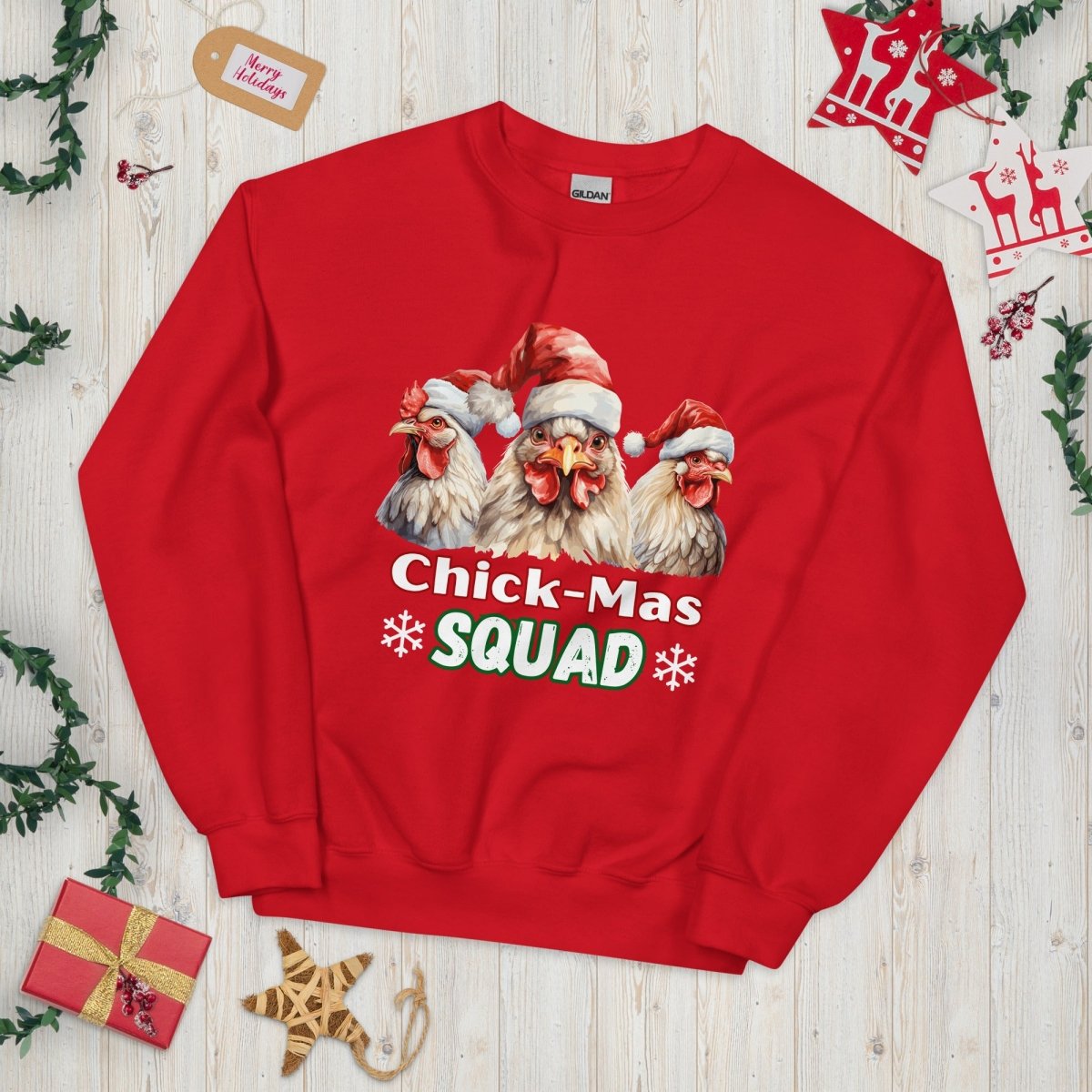 Christmas Chicken Squad Pullover - High Quality Festive Family Unisex Sweatshirt, Gift for Chicken Lovers, Matching Holiday Sweater - Everything Pixel