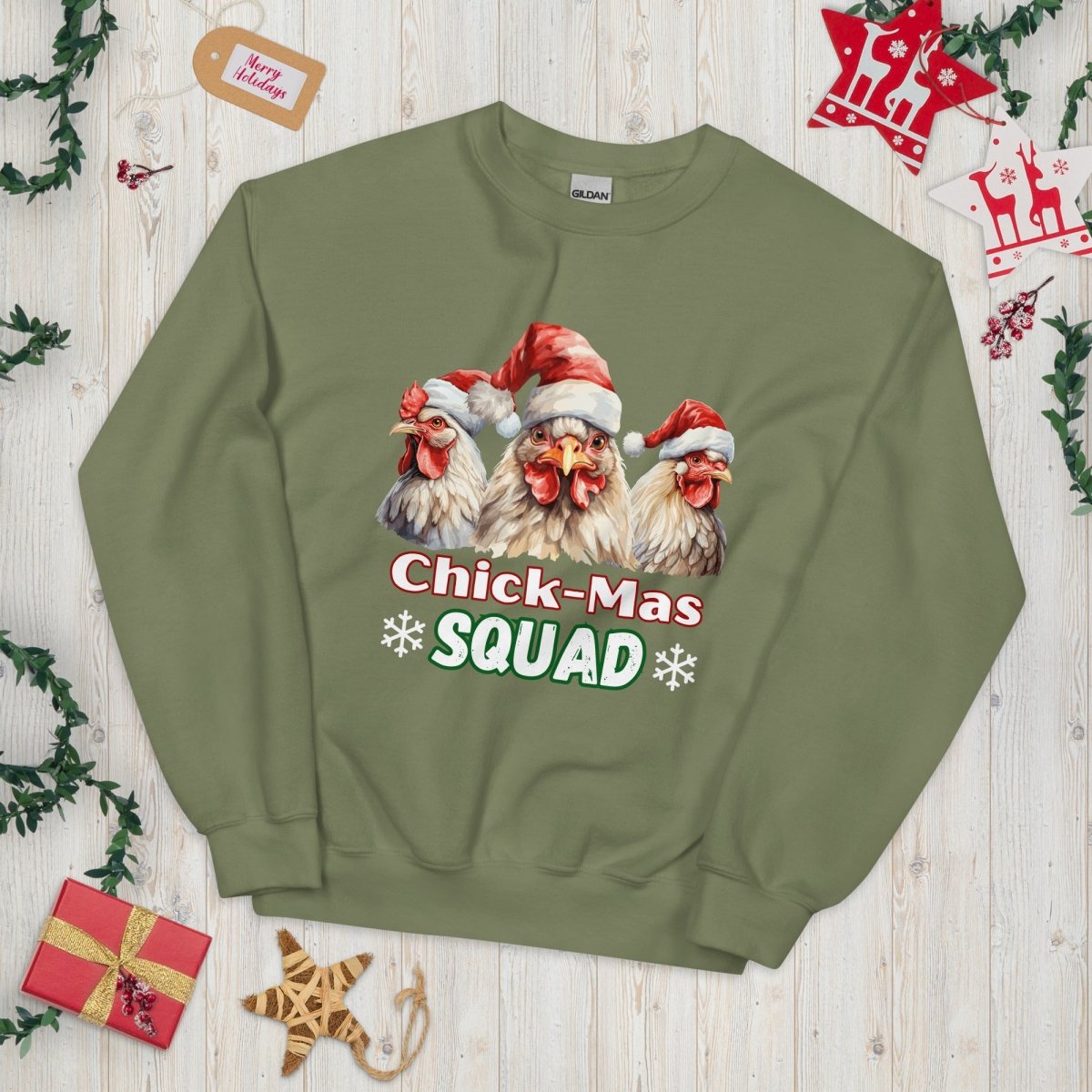 Christmas Chicken Squad Pullover - High Quality Festive Family Unisex Sweatshirt, Gift for Chicken Lovers, Matching Holiday Sweater - Everything Pixel