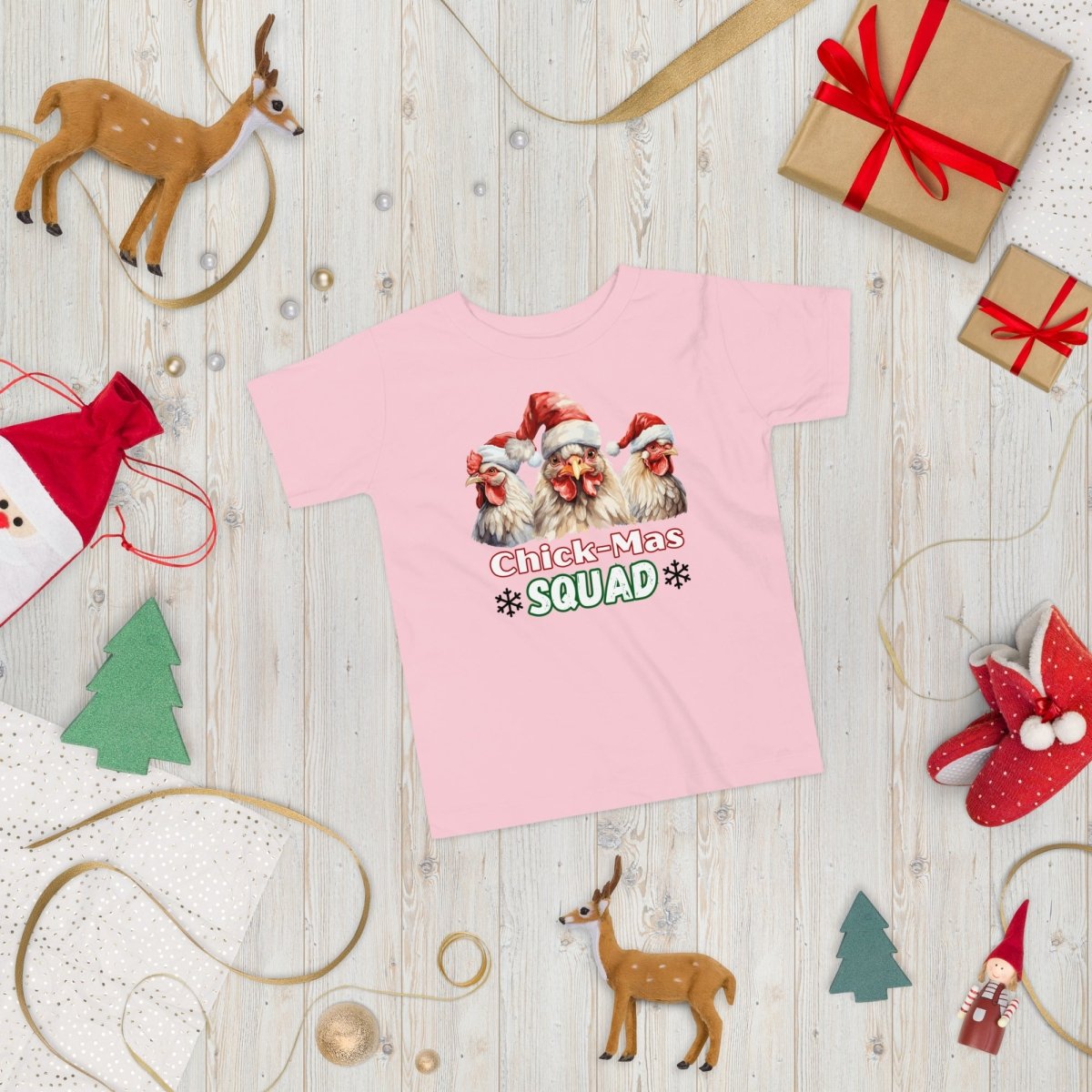 Christmas Chicken Squad T-Shirt - High Quality Festive Family Children T-Shirt, Gift for Chicken Lovers, Matching Holiday Tees, Toddler Shirt - Everything Pixel