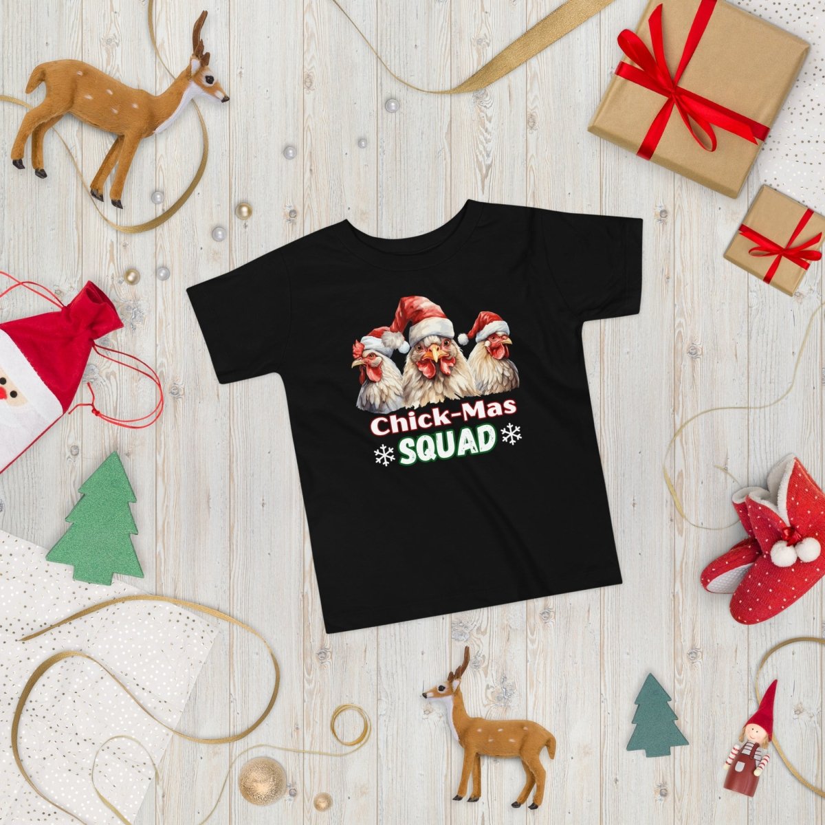 Christmas Chicken Squad T-Shirt - High Quality Festive Family Children T-Shirt, Gift for Chicken Lovers, Matching Holiday Tees, Toddler Shirt - Everything Pixel