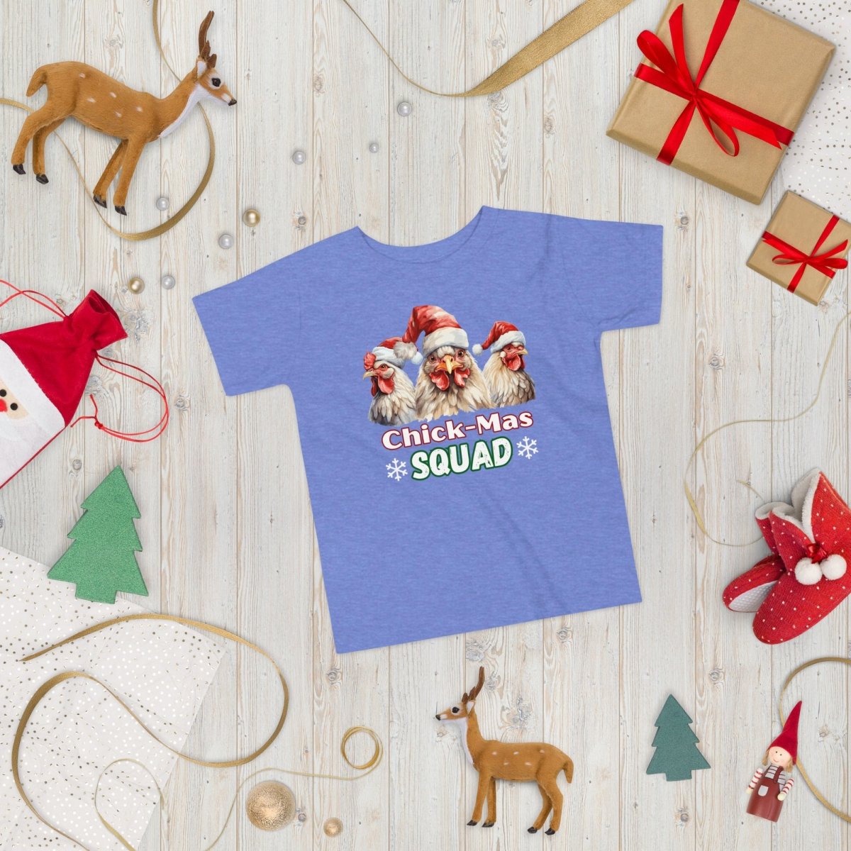 Christmas Chicken Squad T-Shirt - High Quality Festive Family Children T-Shirt, Gift for Chicken Lovers, Matching Holiday Tees, Toddler Shirt - Everything Pixel