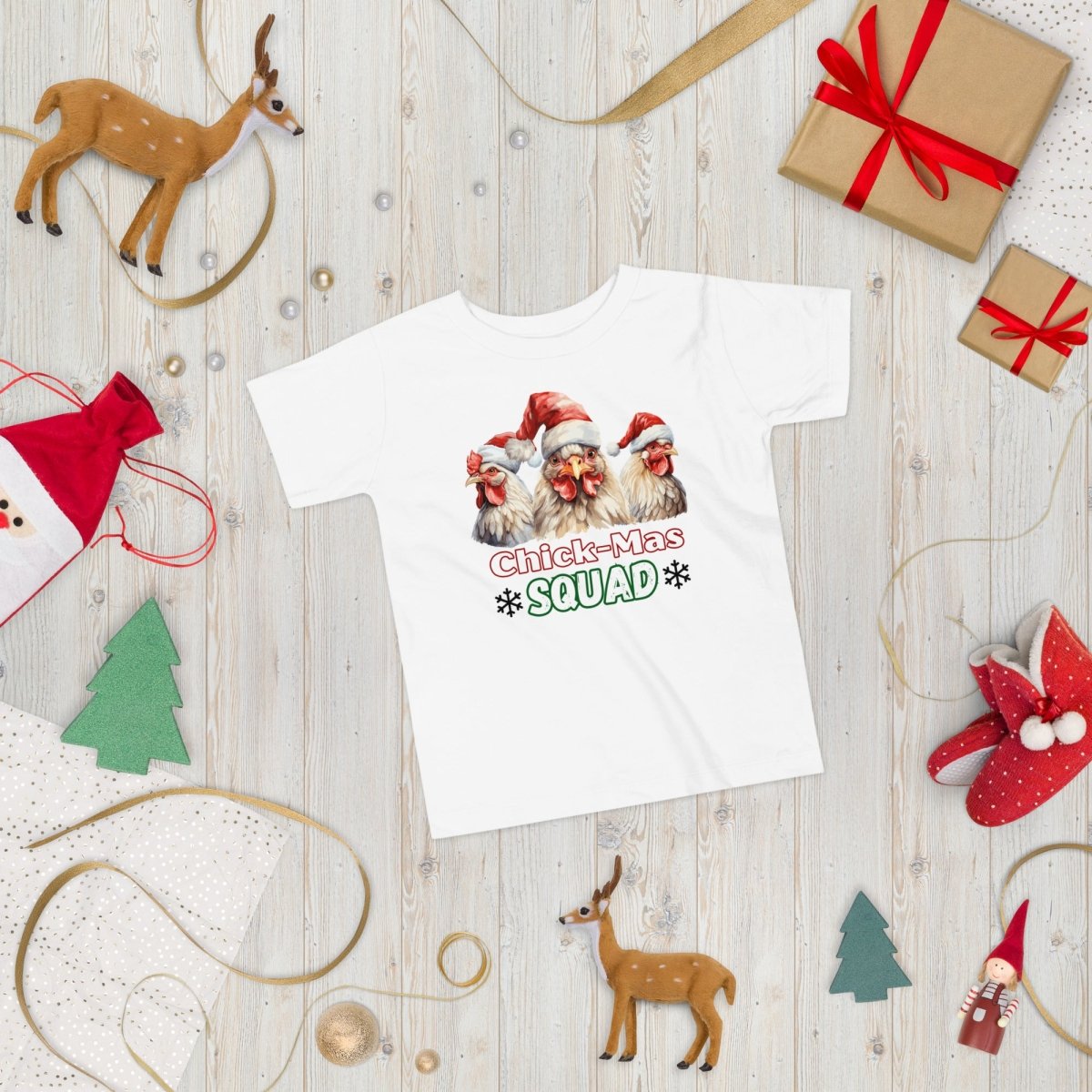 Christmas Chicken Squad T-Shirt - High Quality Festive Family Children T-Shirt, Gift for Chicken Lovers, Matching Holiday Tees, Toddler Shirt - Everything Pixel