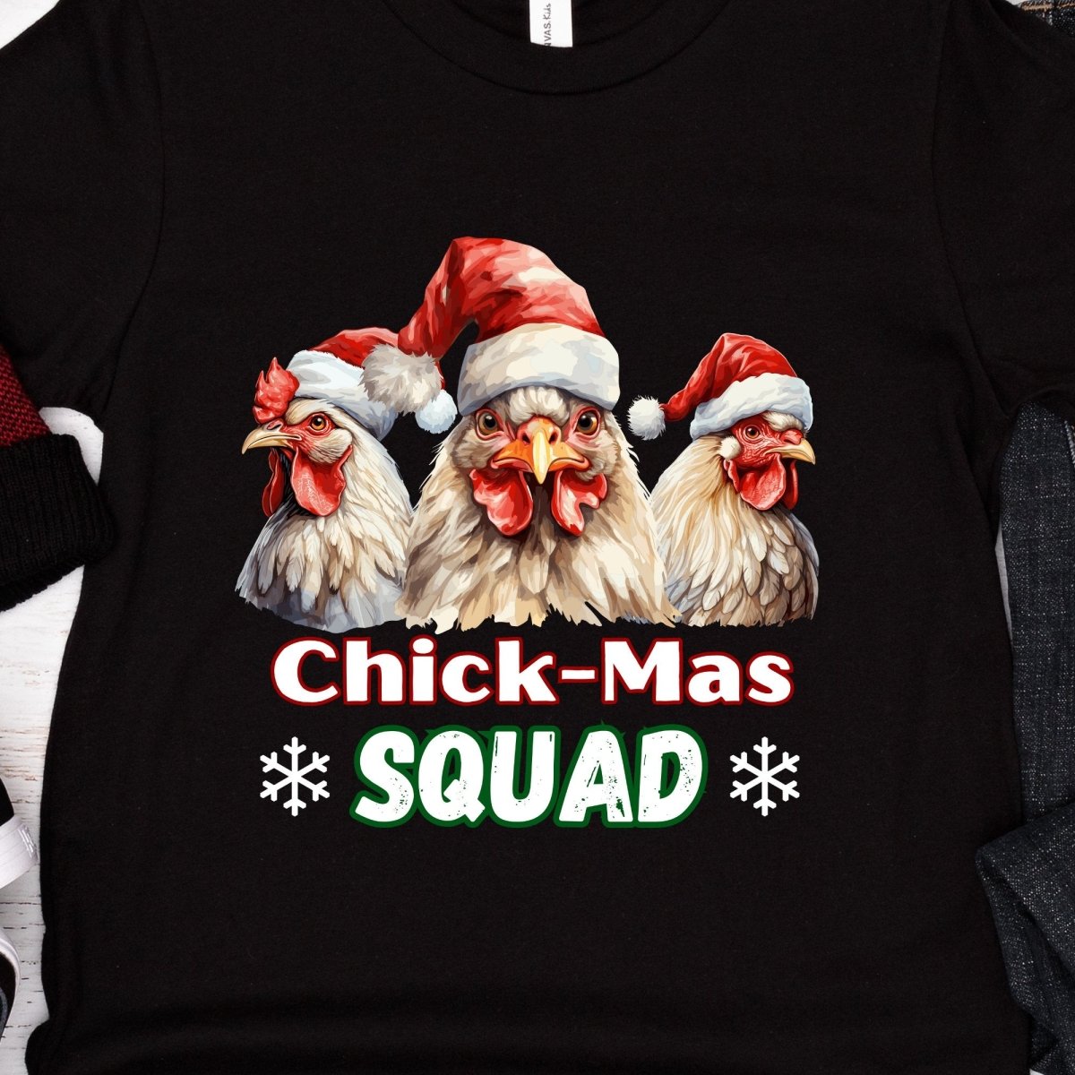 Christmas Chicken Squad T-Shirt - High Quality Festive Family Teenager T-Shirt, Gift for Chicken Lovers, Matching Holiday Tees, Youth Shirt - Everything Pixel
