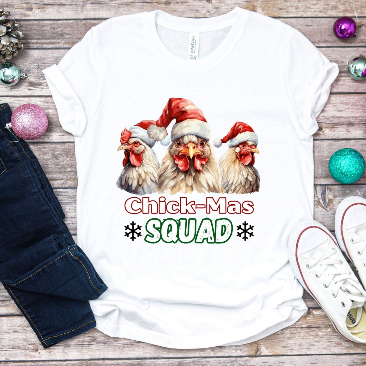 Christmas Chicken Squad T-Shirt - High Quality Festive Family Teenager T-Shirt, Gift for Chicken Lovers, Matching Holiday Tees, Youth Shirt - Everything Pixel