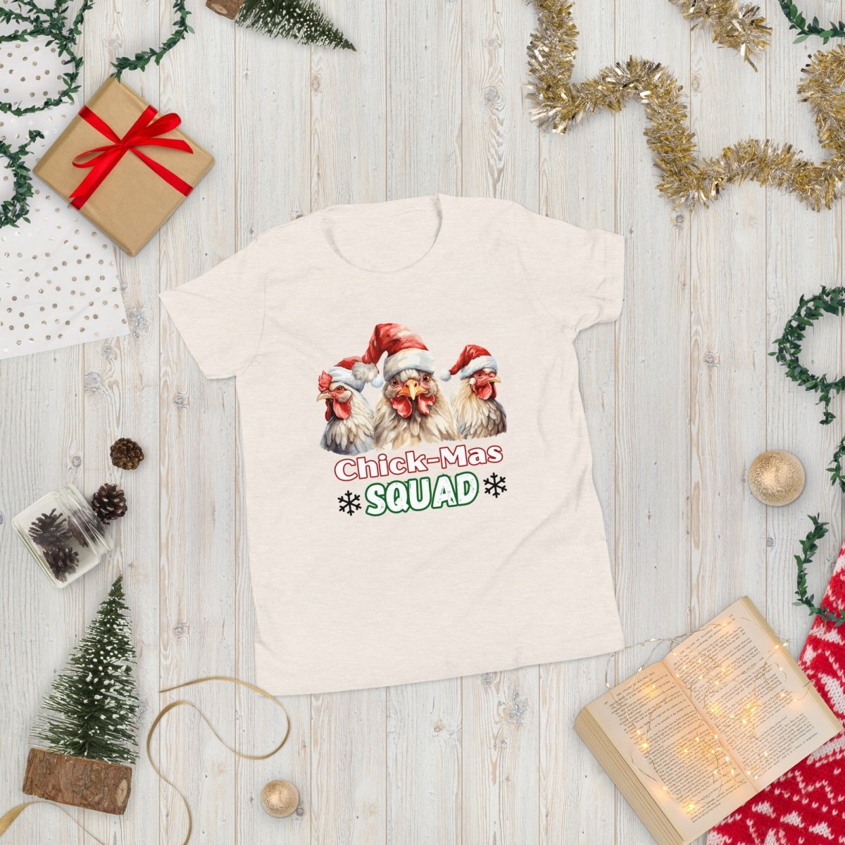 Christmas Chicken Squad T-Shirt - High Quality Festive Family Teenager T-Shirt, Gift for Chicken Lovers, Matching Holiday Tees, Youth Shirt - Everything Pixel