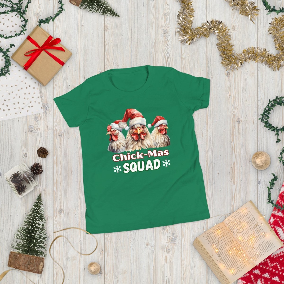 Christmas Chicken Squad T-Shirt - High Quality Festive Family Teenager T-Shirt, Gift for Chicken Lovers, Matching Holiday Tees, Youth Shirt - Everything Pixel