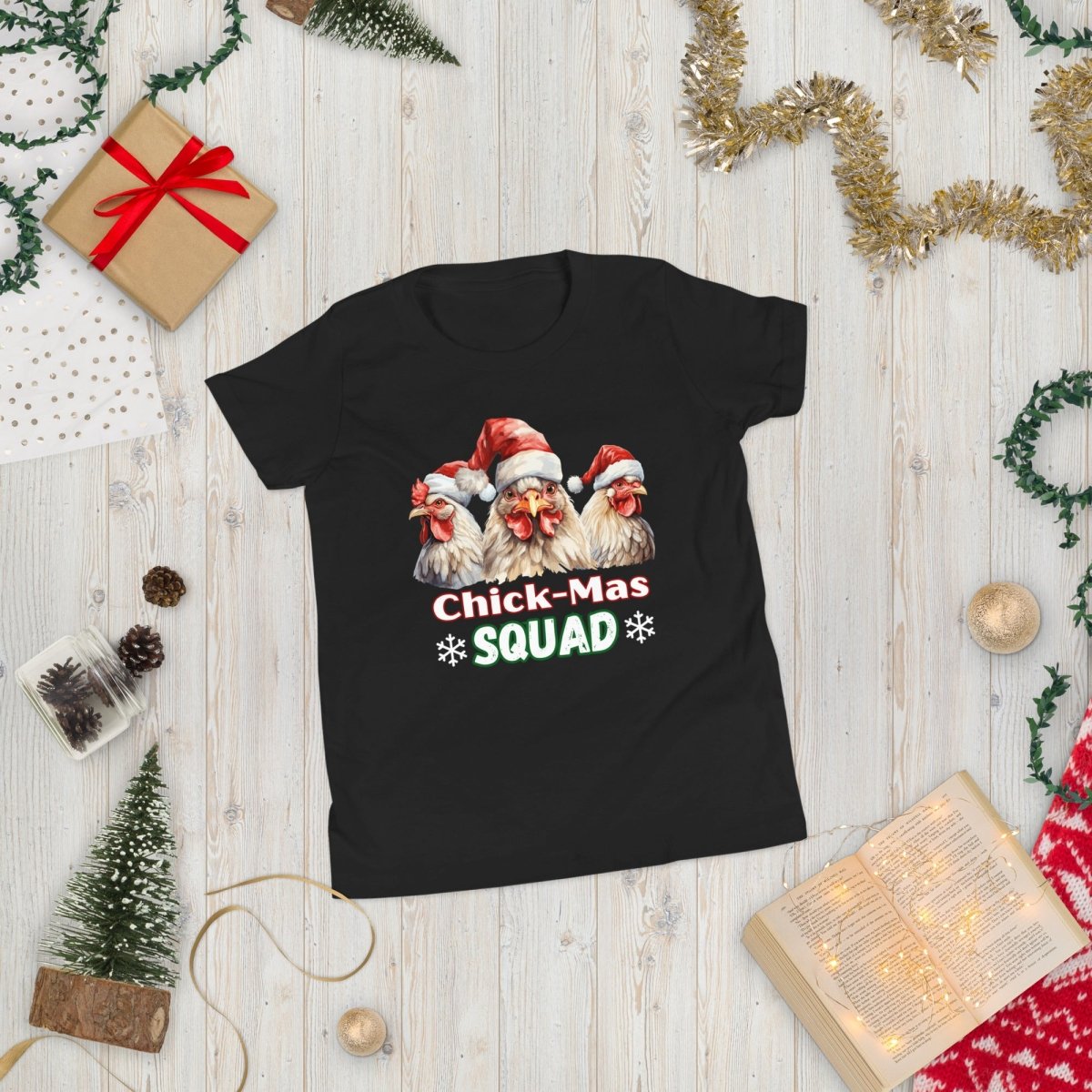 Christmas Chicken Squad T-Shirt - High Quality Festive Family Teenager T-Shirt, Gift for Chicken Lovers, Matching Holiday Tees, Youth Shirt - Everything Pixel
