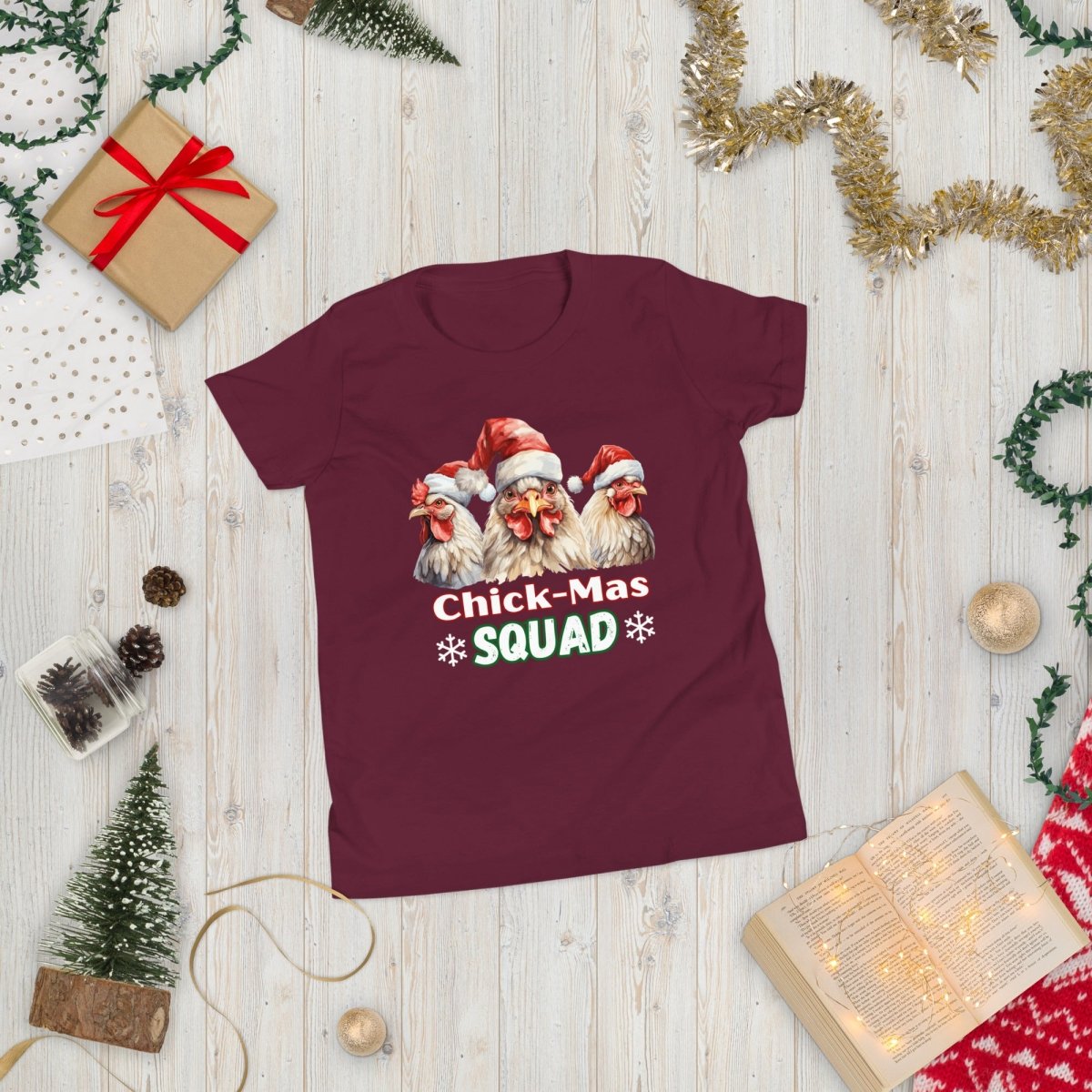 Christmas Chicken Squad T-Shirt - High Quality Festive Family Teenager T-Shirt, Gift for Chicken Lovers, Matching Holiday Tees, Youth Shirt - Everything Pixel
