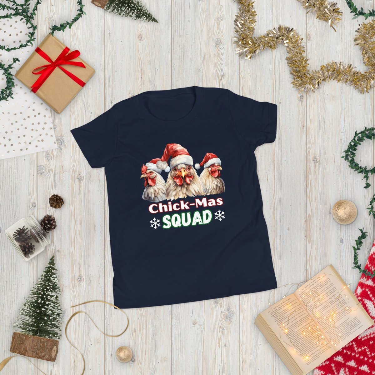 Christmas Chicken Squad T-Shirt - High Quality Festive Family Teenager T-Shirt, Gift for Chicken Lovers, Matching Holiday Tees, Youth Shirt - Everything Pixel