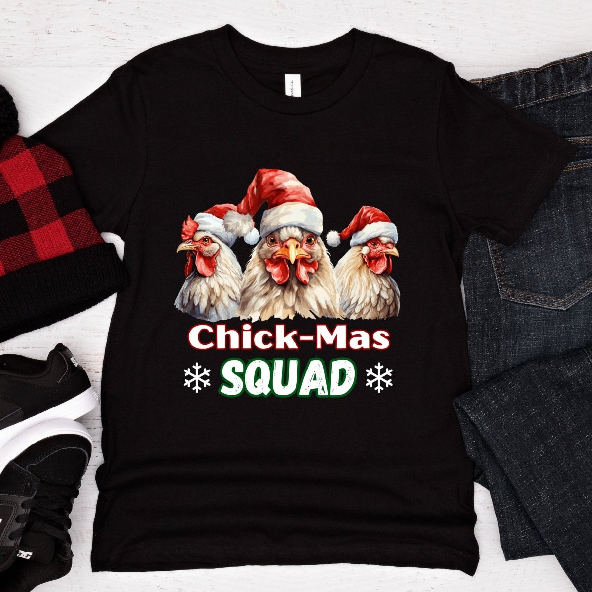 Christmas Chicken Squad T-Shirt - High Quality Festive Family Teenager T-Shirt, Gift for Chicken Lovers, Matching Holiday Tees, Youth Shirt - Everything Pixel