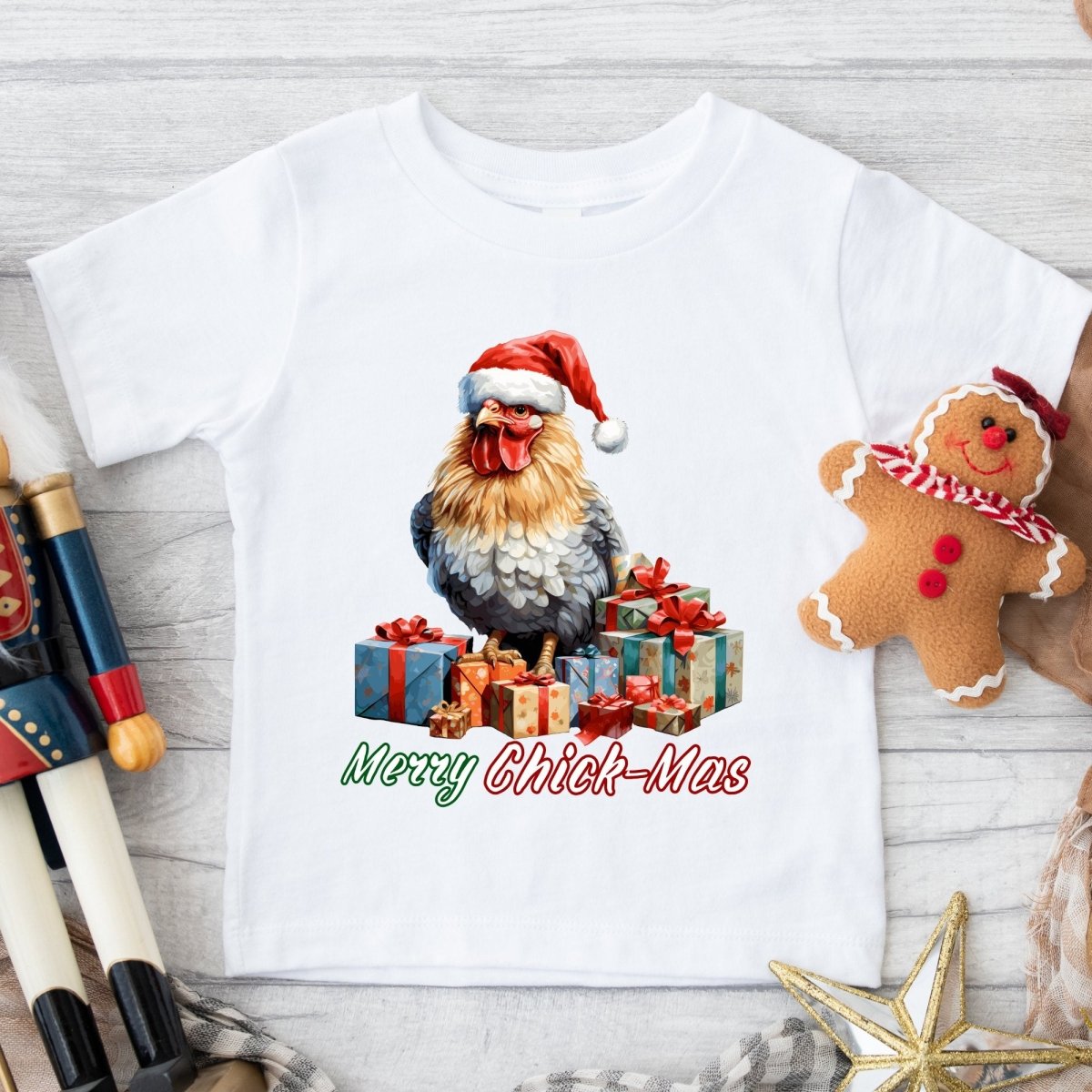 Christmas Chicken T-Shirt - High Quality Festive Children T-Shirt, Gift for Chicken Lovers, Funny Farm Animal Toddler Xmas Shirt - Everything Pixel