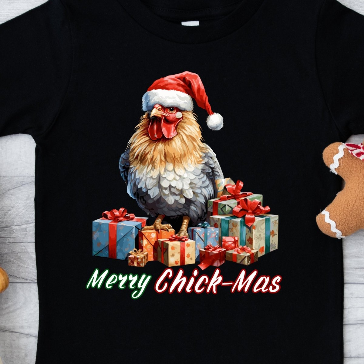 Christmas Chicken T-Shirt - High Quality Festive Children T-Shirt, Gift for Chicken Lovers, Funny Farm Animal Toddler Xmas Shirt - Everything Pixel