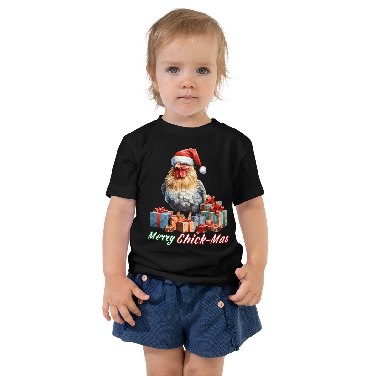 Christmas Chicken T-Shirt - High Quality Festive Children T-Shirt, Gift for Chicken Lovers, Funny Farm Animal Toddler Xmas Shirt - Everything Pixel