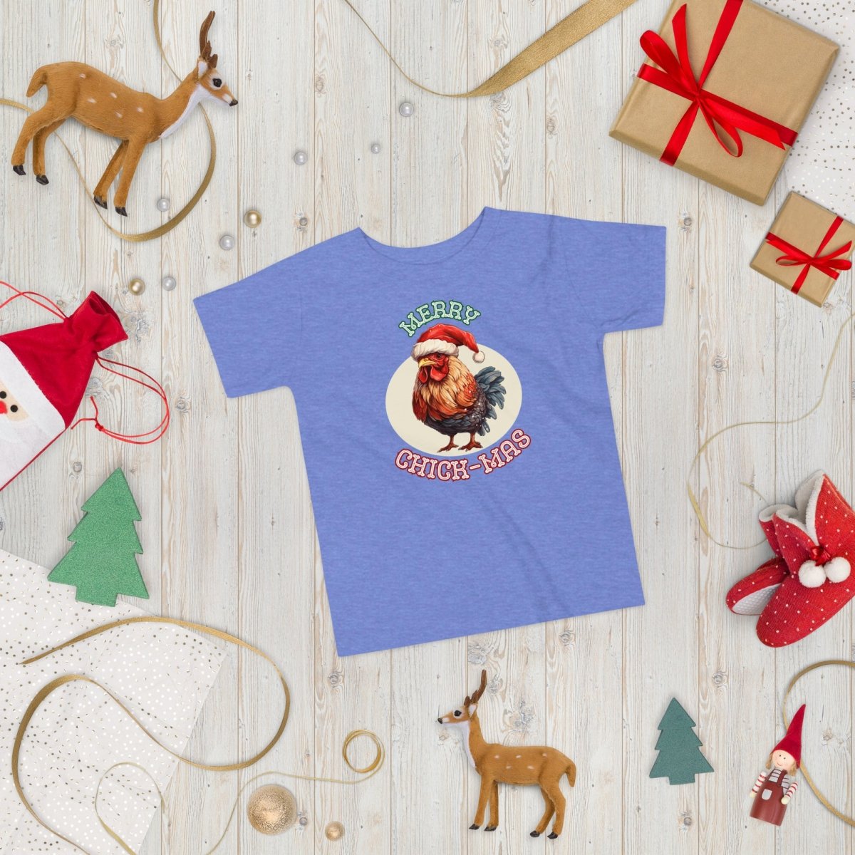 Christmas Chicken T-Shirt - High Quality Festive Children T-Shirt, Gift for Chicken Lovers, Funny Farm Animal Toddler Xmas Shirt - Everything Pixel