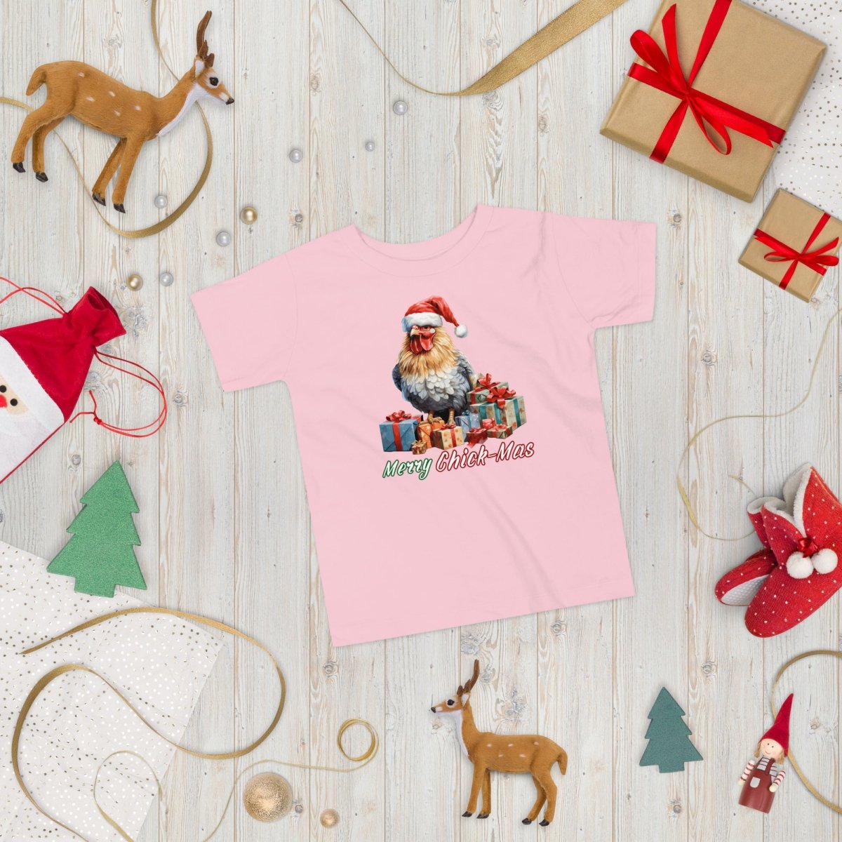 Christmas Chicken T-Shirt - High Quality Festive Children T-Shirt, Gift for Chicken Lovers, Funny Farm Animal Toddler Xmas Shirt - Everything Pixel