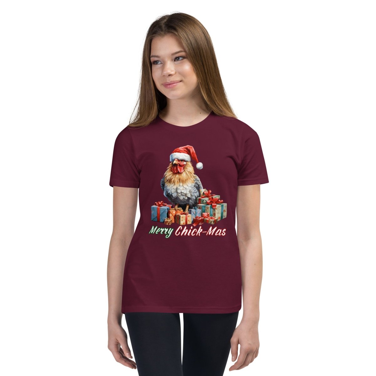 Christmas Chicken T-Shirt - High Quality Festive Teenager T-Shirt, Gift for Chicken Lovers, Funny Farm Animal Youth Xmas Shirt - Everything Pixel