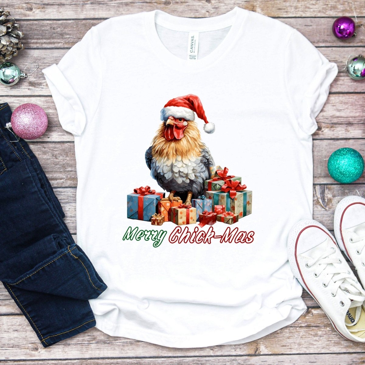 Christmas Chicken T-Shirt - High Quality Festive Teenager T-Shirt, Gift for Chicken Lovers, Funny Farm Animal Youth Xmas Shirt - Everything Pixel