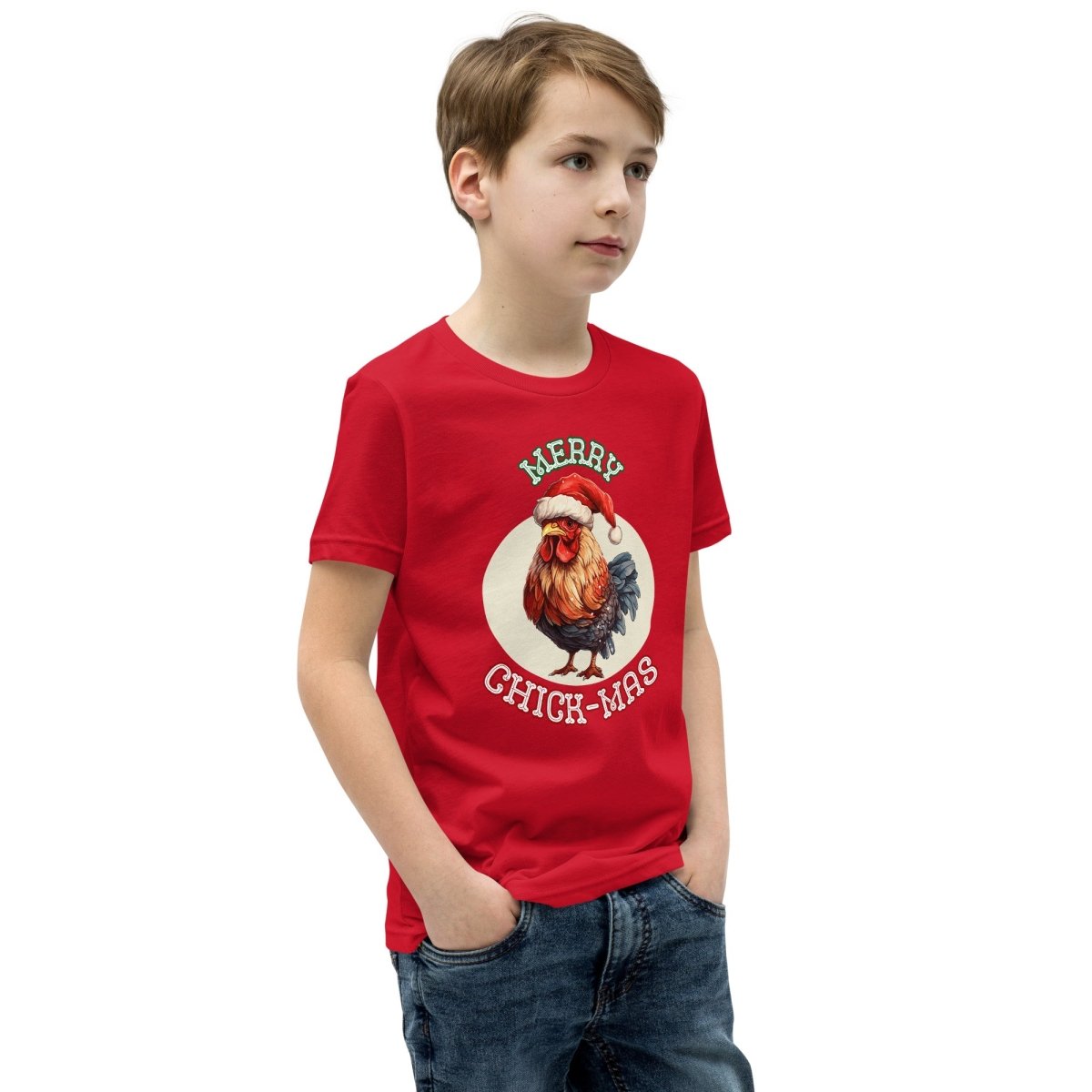 Christmas Chicken T-Shirt - High Quality Festive Teenager T-Shirt, Gift for Chicken Lovers, Funny Farm Animal Youth Xmas Shirt - Everything Pixel