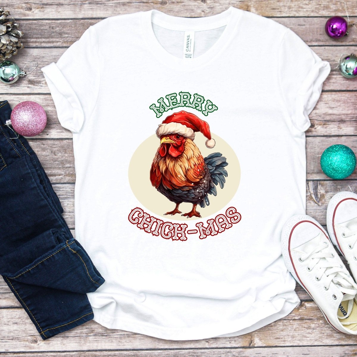 Christmas Chicken T-Shirt - High Quality Festive Teenager T-Shirt, Gift for Chicken Lovers, Funny Farm Animal Youth Xmas Shirt - Everything Pixel