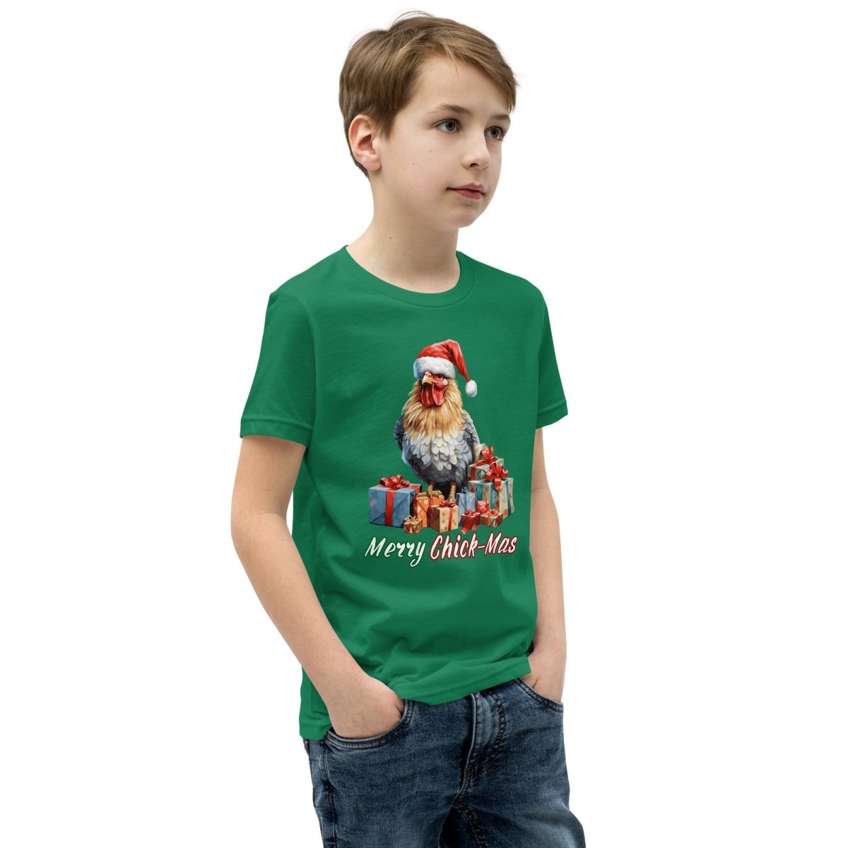 Christmas Chicken T-Shirt - High Quality Festive Teenager T-Shirt, Gift for Chicken Lovers, Funny Farm Animal Youth Xmas Shirt - Everything Pixel