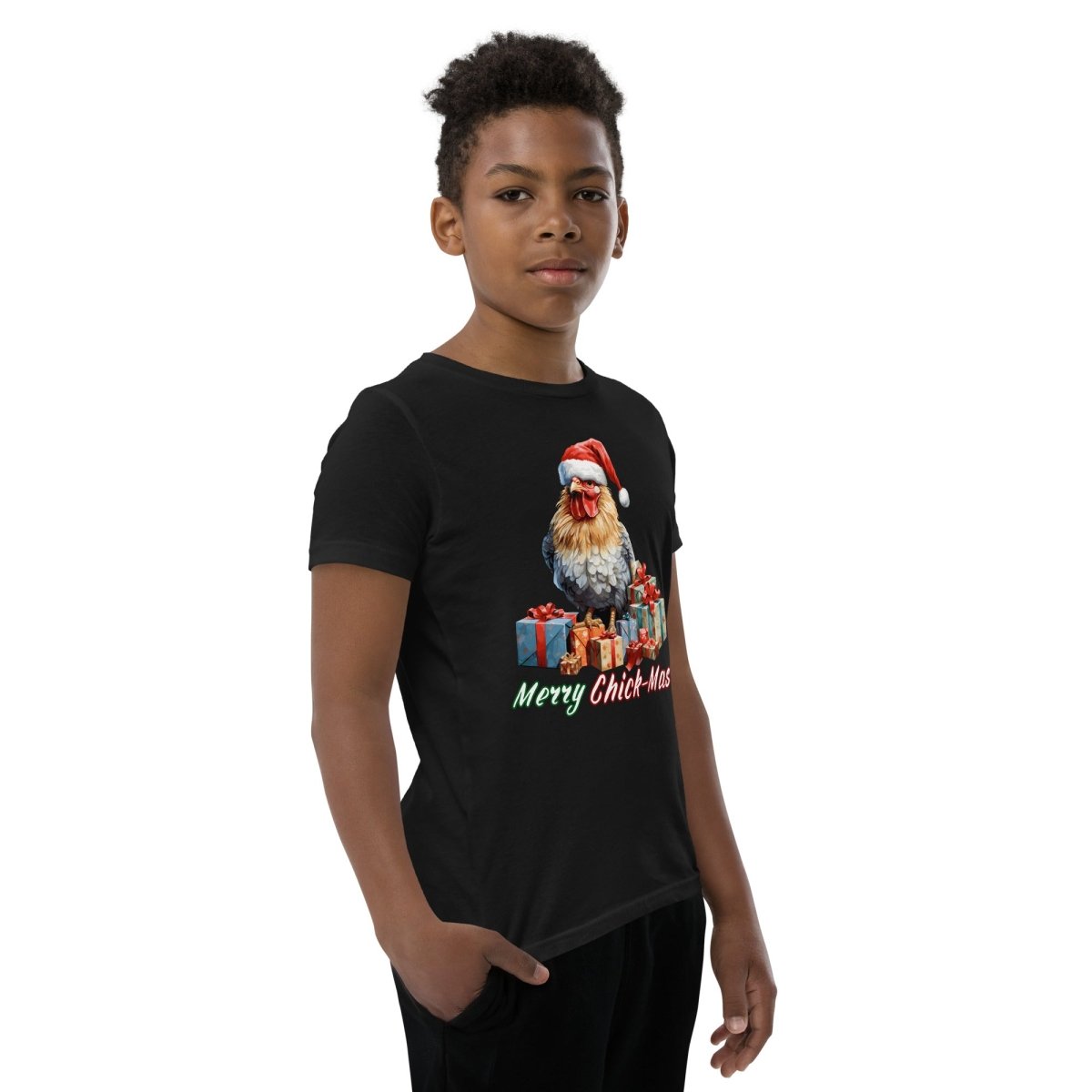 Christmas Chicken T-Shirt - High Quality Festive Teenager T-Shirt, Gift for Chicken Lovers, Funny Farm Animal Youth Xmas Shirt - Everything Pixel