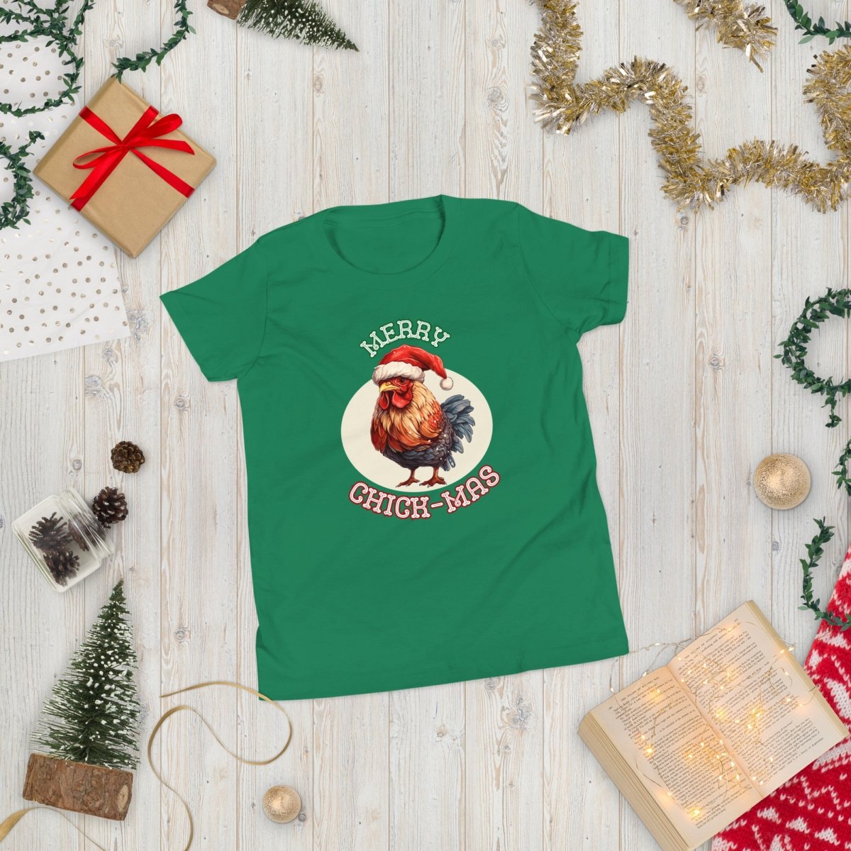 Christmas Chicken T-Shirt - High Quality Festive Teenager T-Shirt, Gift for Chicken Lovers, Funny Farm Animal Youth Xmas Shirt - Everything Pixel