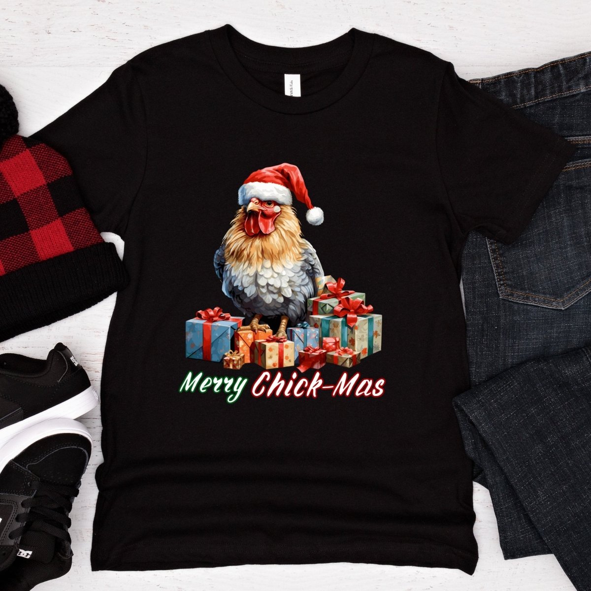 Christmas Chicken T-Shirt - High Quality Festive Teenager T-Shirt, Gift for Chicken Lovers, Funny Farm Animal Youth Xmas Shirt - Everything Pixel