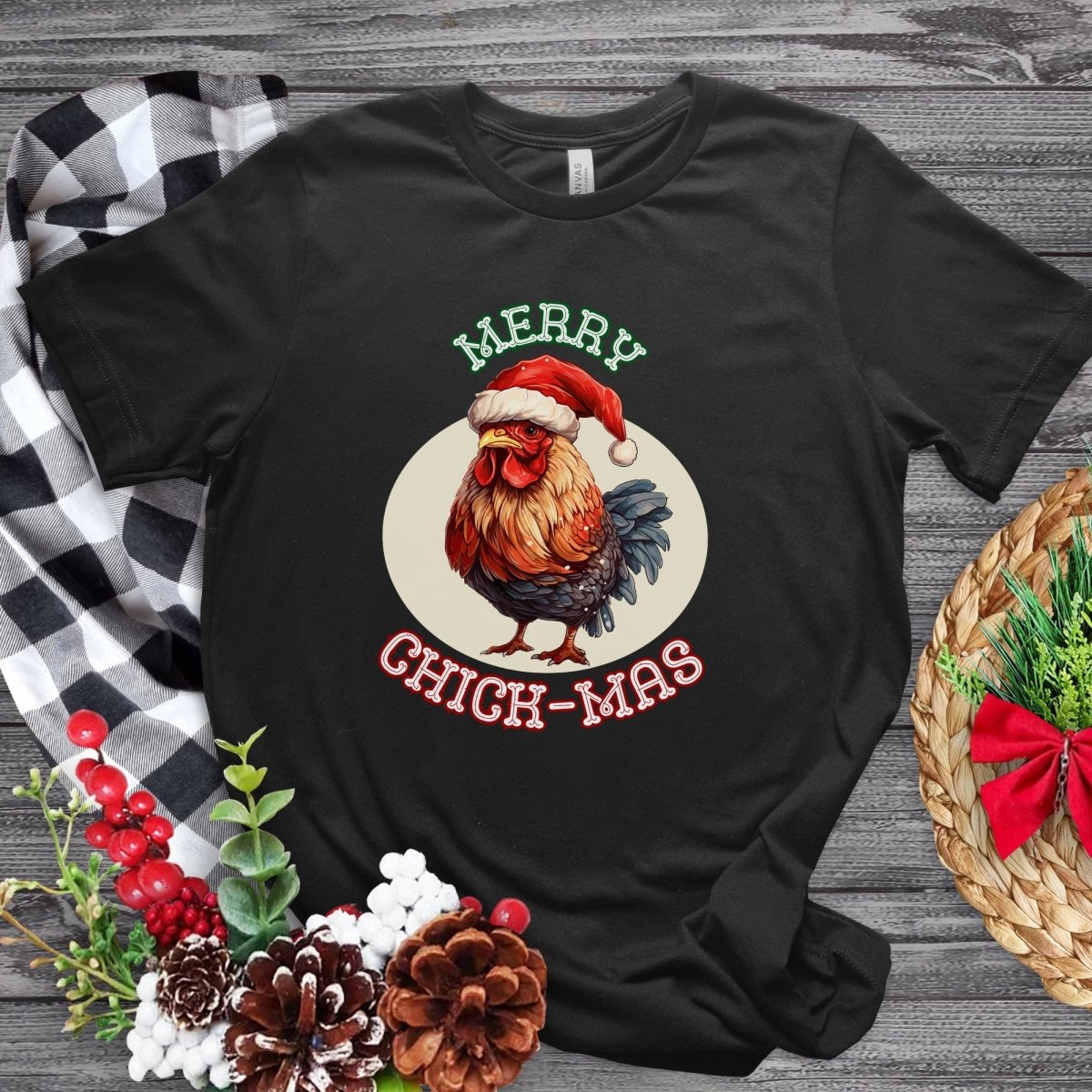 Christmas Chicken T-Shirt - High Quality Festive Unisex T-Shirt, Gift for Him, Gift for Chicken Lovers, Funny Farm Animal Xmas Shirt - Everything Pixel