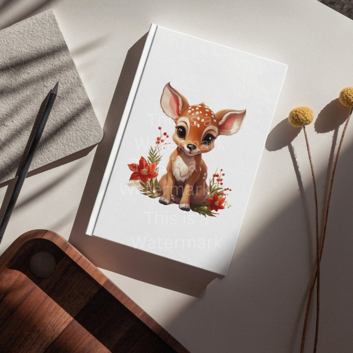Christmas Deer Clipart 7+7 PNG JPG Bundle Digital Planner Paper crafts Watercolor Cute Baby Deer Poinsettia Xmas Sublimation Clipart - Everything Pixel