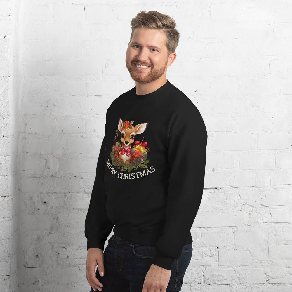 Christmas Deer Pullover - High Quality Festive Family Unisex Sweatshirt, Gift for Deer Lovers, Cute Christmas Shirt, Reindeer Sweater - Everything Pixel