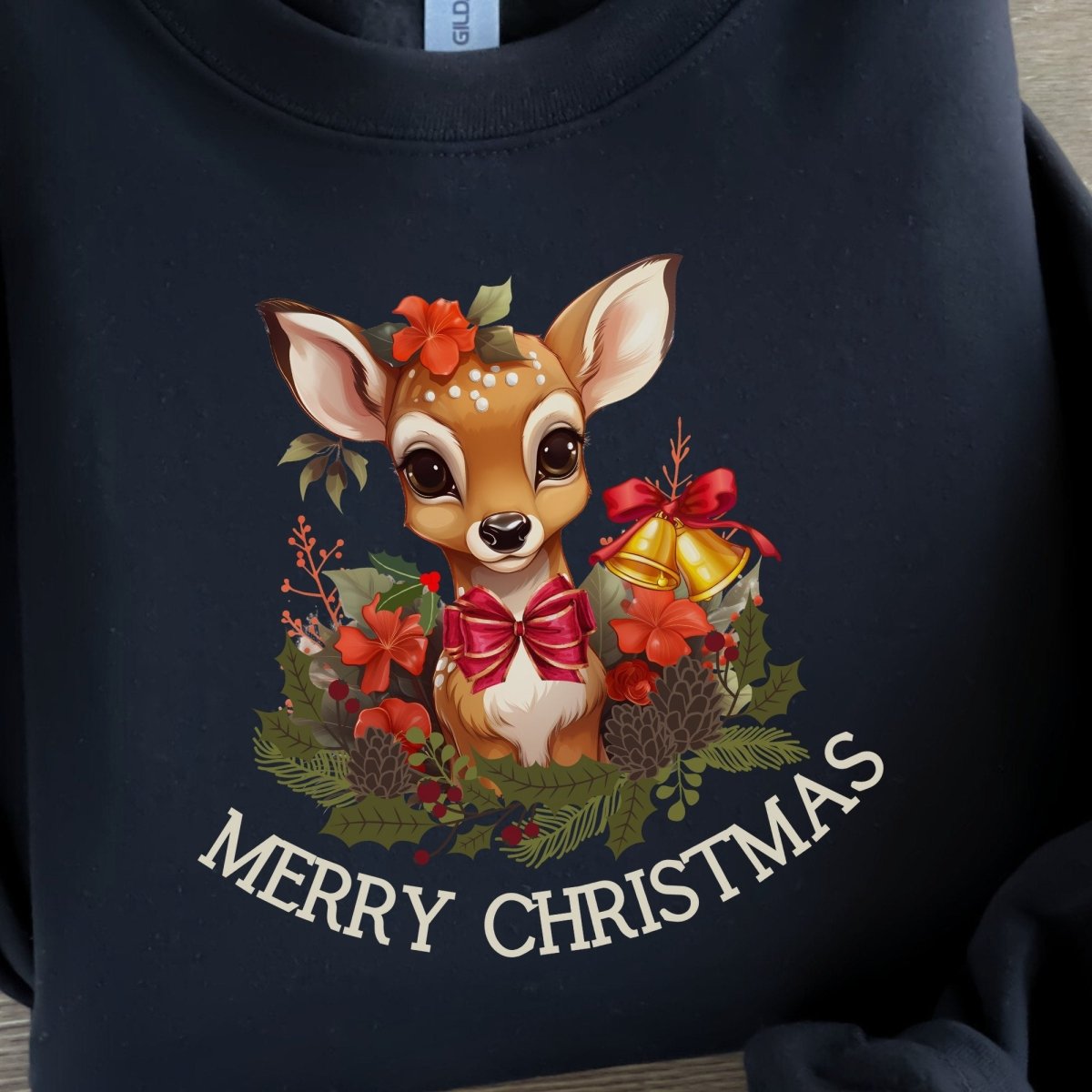 Christmas Deer Pullover - High Quality Festive Family Unisex Sweatshirt, Gift for Deer Lovers, Cute Christmas Shirt, Reindeer Sweater - Everything Pixel