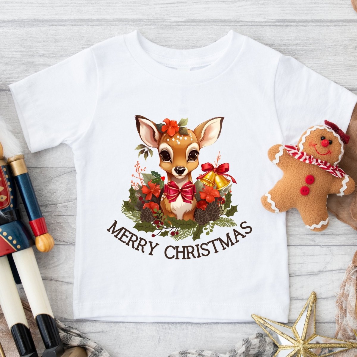 Christmas Deer T-Shirt - High Quality Festive Family Children T-Shirt, Gift for Deer Lovers, Cute Christmas Shirt, Toddler Xmas Tee - Everything Pixel