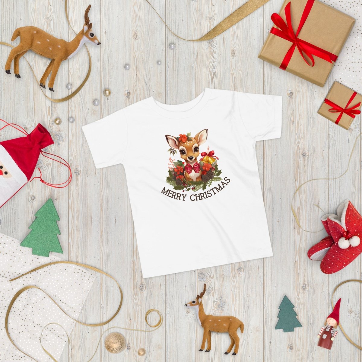 Christmas Deer T-Shirt - High Quality Festive Family Children T-Shirt, Gift for Deer Lovers, Cute Christmas Shirt, Toddler Xmas Tee - Everything Pixel