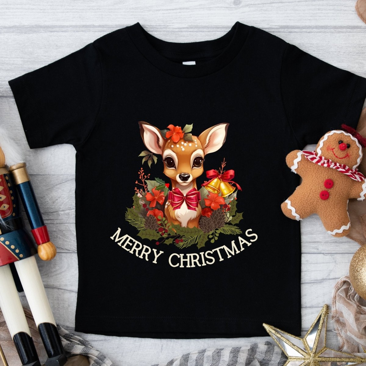 Christmas Deer T-Shirt - High Quality Festive Family Children T-Shirt, Gift for Deer Lovers, Cute Christmas Shirt, Toddler Xmas Tee - Everything Pixel