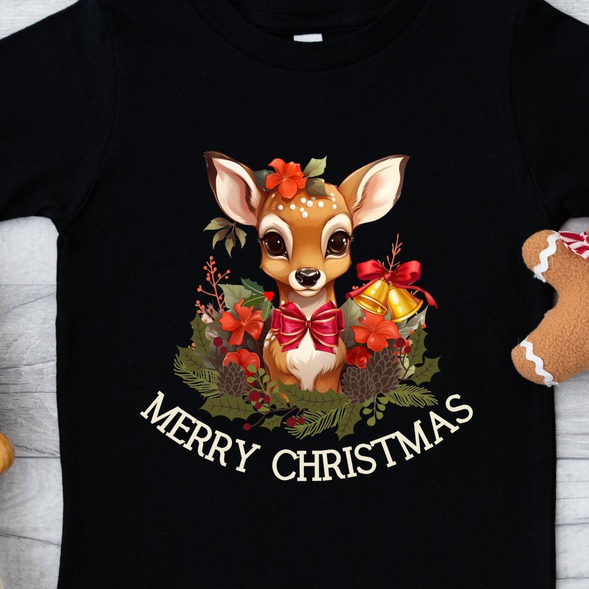 Christmas Deer T-Shirt - High Quality Festive Family Children T-Shirt, Gift for Deer Lovers, Cute Christmas Shirt, Toddler Xmas Tee - Everything Pixel