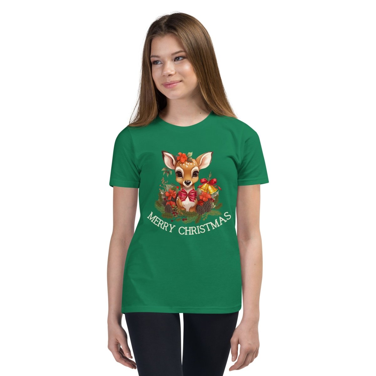 Christmas Deer T-Shirt - High Quality Festive Family Teenager T-Shirt, Gift for Deer Lovers, Cute Christmas Shirt, Youth Xmas Tee - Everything Pixel