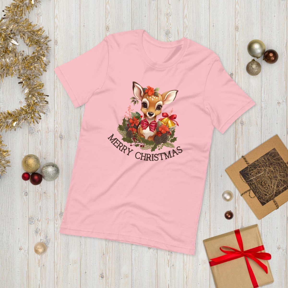 Christmas Deer T-Shirt - High Quality Festive Family Unisex T-Shirts, Gift for Deer Lovers, Cute Christmas Shirt, Reindeer Christmas Tee - Everything Pixel
