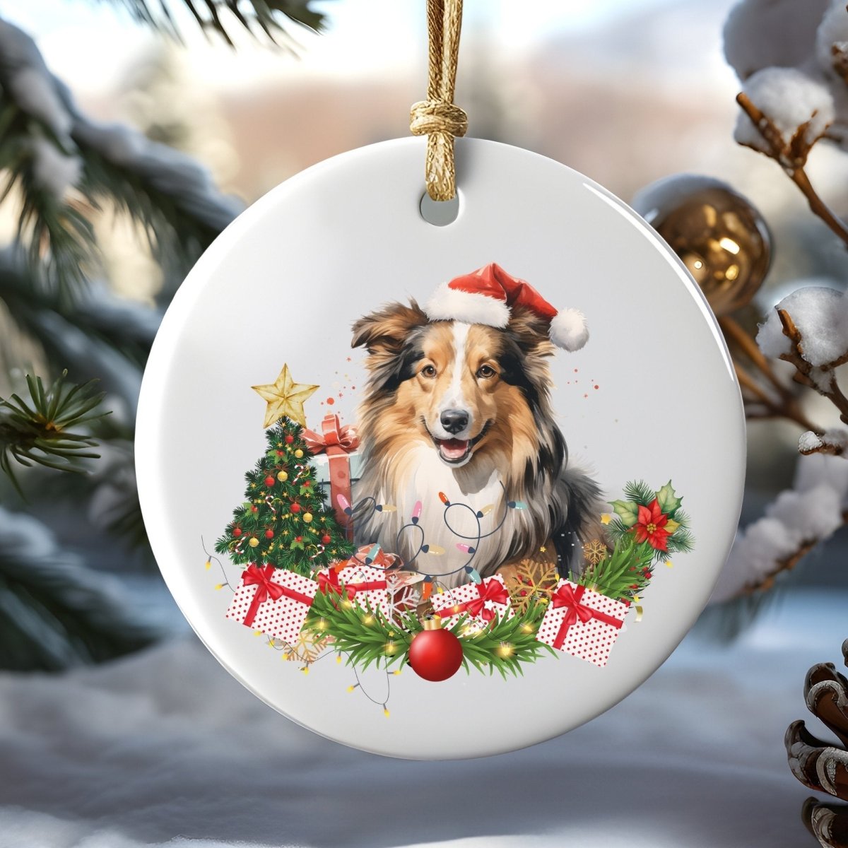 Christmas Dog Ornament 20 PNG Bundle Sublimation Design Festive Round Pet Stickers Stylish Christmas Decoration Clipart 20 Dog Breeds - Everything Pixel