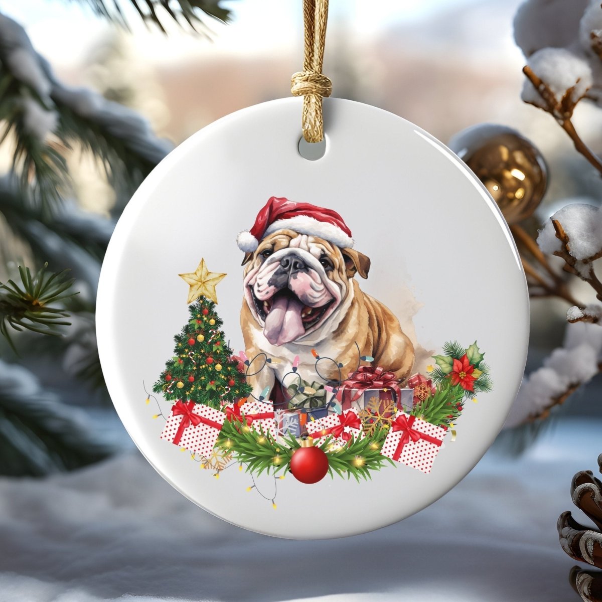 Christmas Dog Ornament 20 PNG Bundle Sublimation Design Festive Round Pet Stickers Stylish Christmas Decoration Clipart 20 Dog Breeds - Everything Pixel