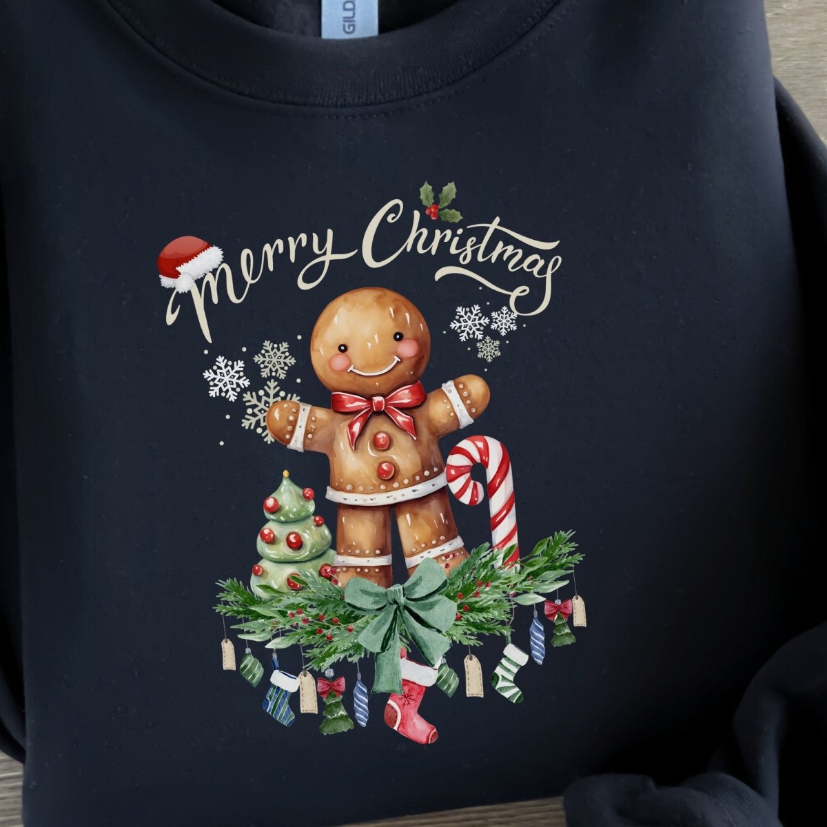 Christmas Gingerbread Man Pullover - High Quality Festive Family Unisex Sweatshirt, Gift for Candy Lovers, Cute Christmas Sweater - Everything Pixel