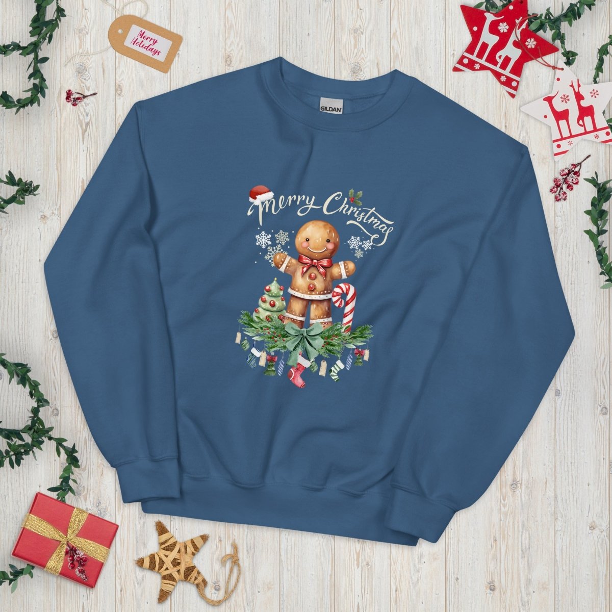 Christmas Gingerbread Man Pullover - High Quality Festive Family Unisex Sweatshirt, Gift for Candy Lovers, Cute Christmas Sweater - Everything Pixel