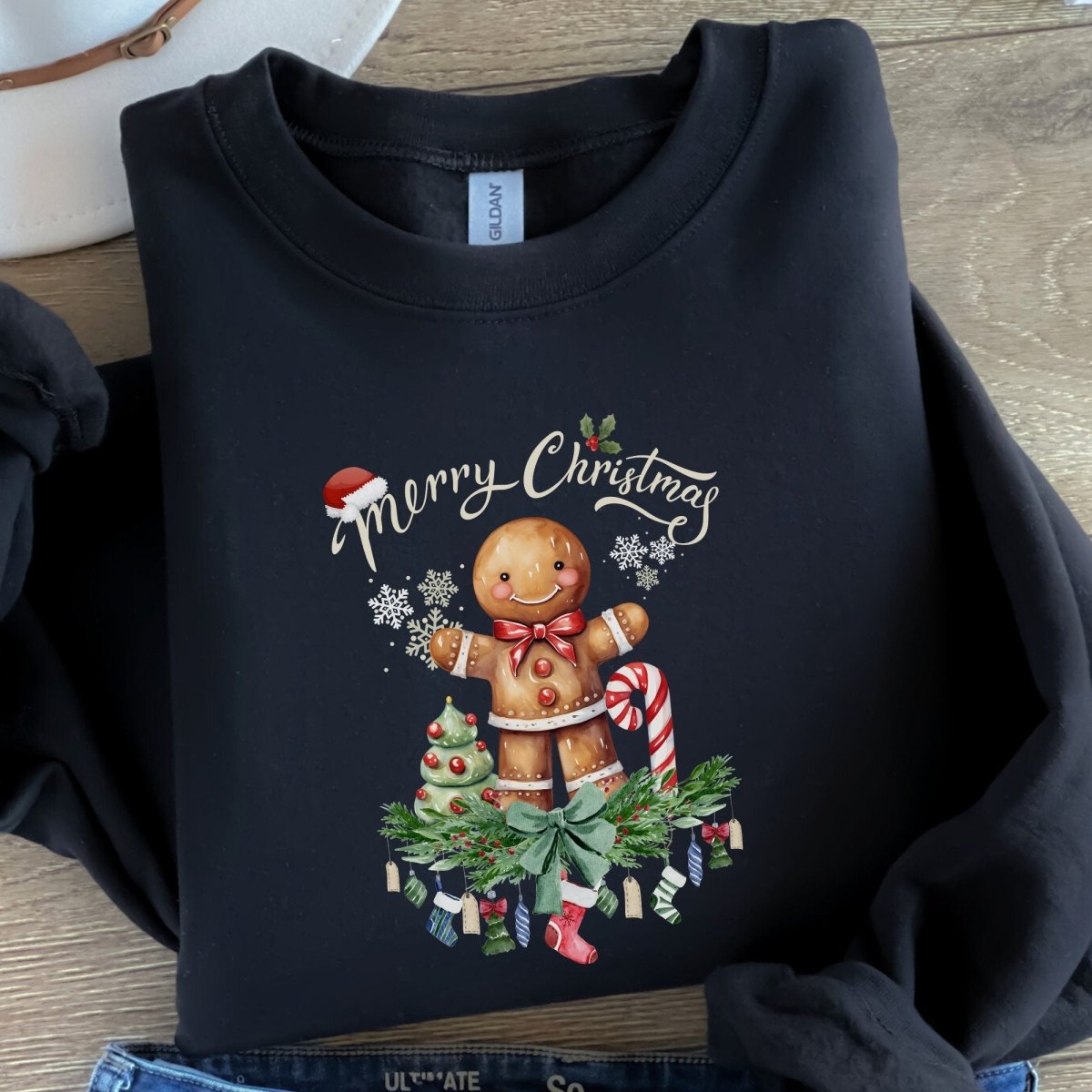 Christmas Gingerbread Man Pullover - High Quality Festive Family Unisex Sweatshirt, Gift for Candy Lovers, Cute Christmas Sweater - Everything Pixel