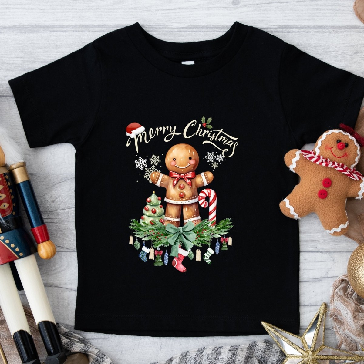 Christmas Gingerbread Man T-Shirt - High Quality Festive Family Children T-Shirt, Gift for Candy Lovers, Christmas Candy, Toddler Xmas Tee - Everything Pixel