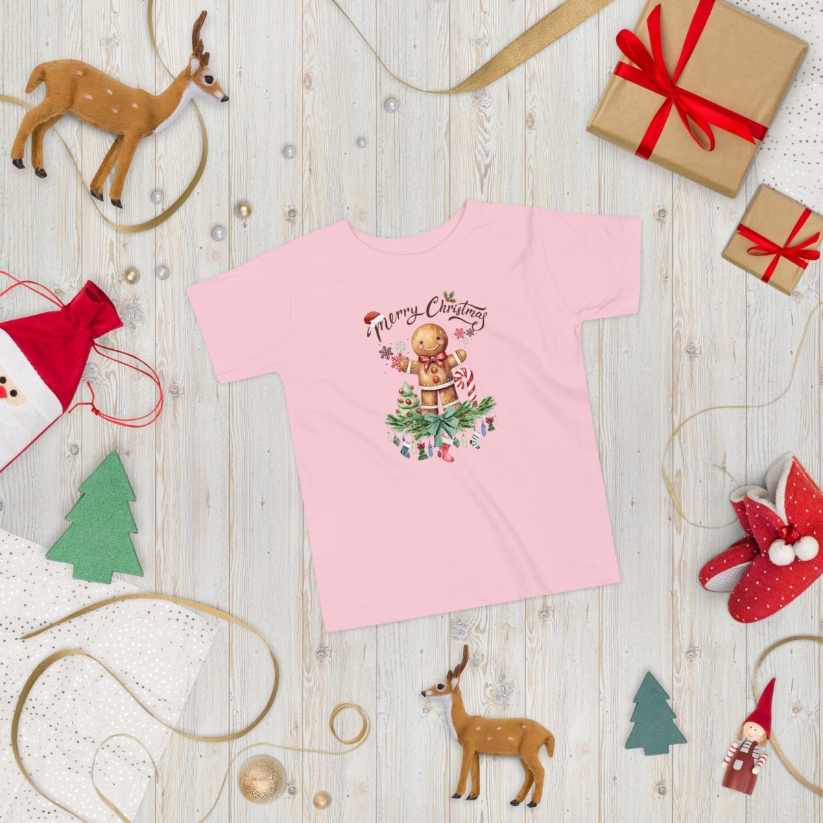 Christmas Gingerbread Man T-Shirt - High Quality Festive Family Children T-Shirt, Gift for Candy Lovers, Christmas Candy, Toddler Xmas Tee - Everything Pixel