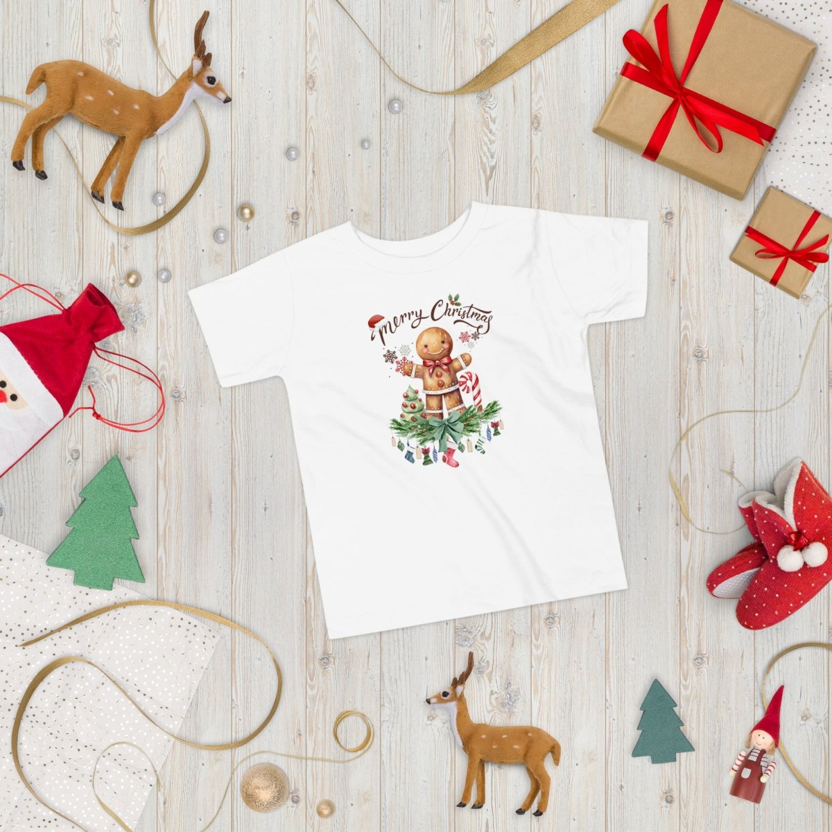 Christmas Gingerbread Man T-Shirt - High Quality Festive Family Children T-Shirt, Gift for Candy Lovers, Christmas Candy, Toddler Xmas Tee - Everything Pixel