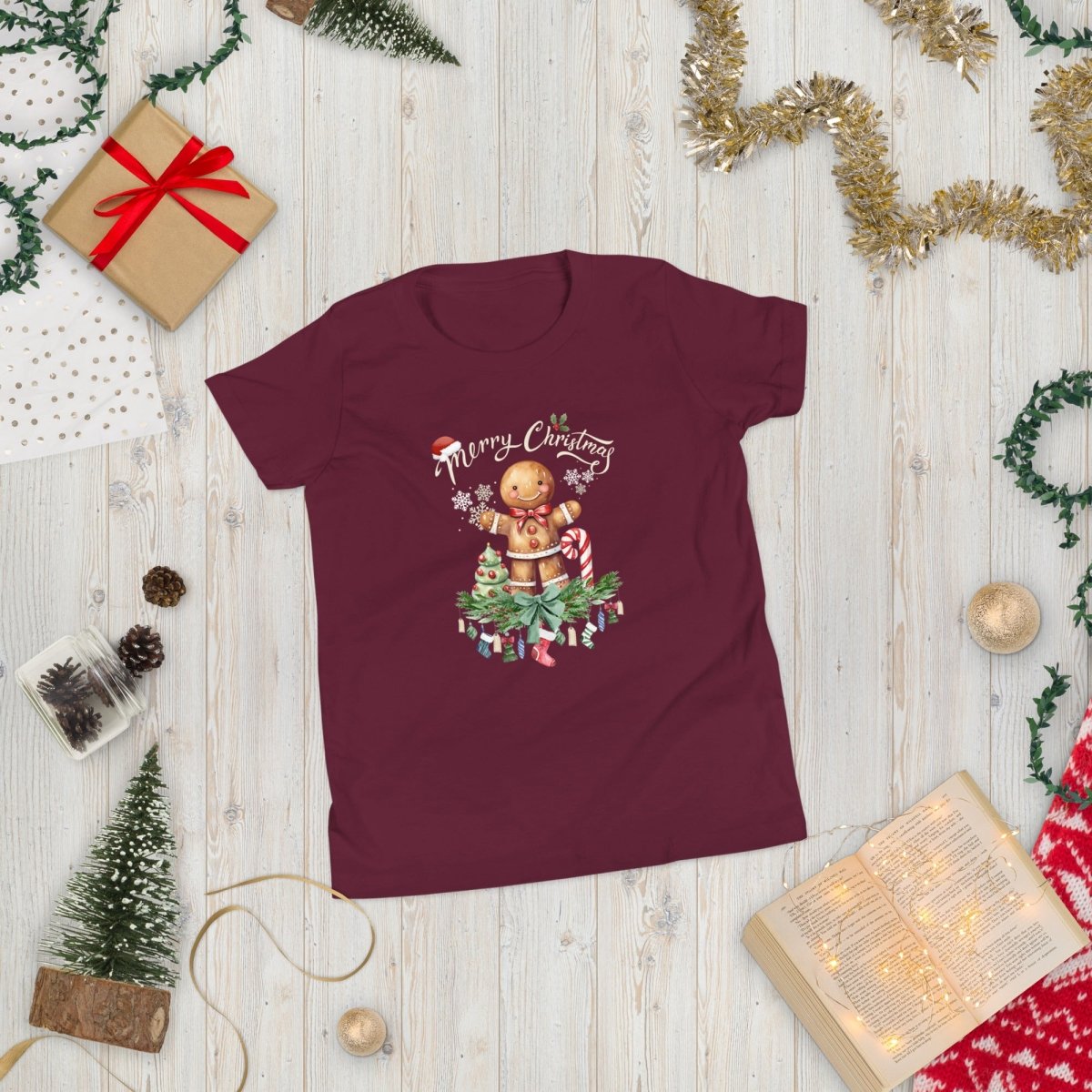 Christmas Gingerbread Man T-Shirt - High Quality Festive Family Teenager T-Shirt, Gift for Candy Lovers, Christmas Candy, Youth Xmas Tee - Everything Pixel