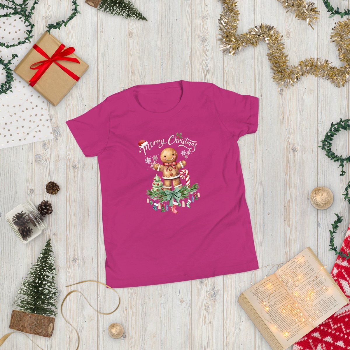 Christmas Gingerbread Man T-Shirt - High Quality Festive Family Teenager T-Shirt, Gift for Candy Lovers, Christmas Candy, Youth Xmas Tee - Everything Pixel